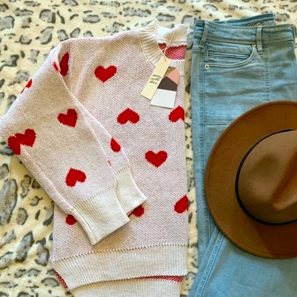 HEART PRINT BOHO KNIT SWEATER HOST PICK - Picture 5 of 8